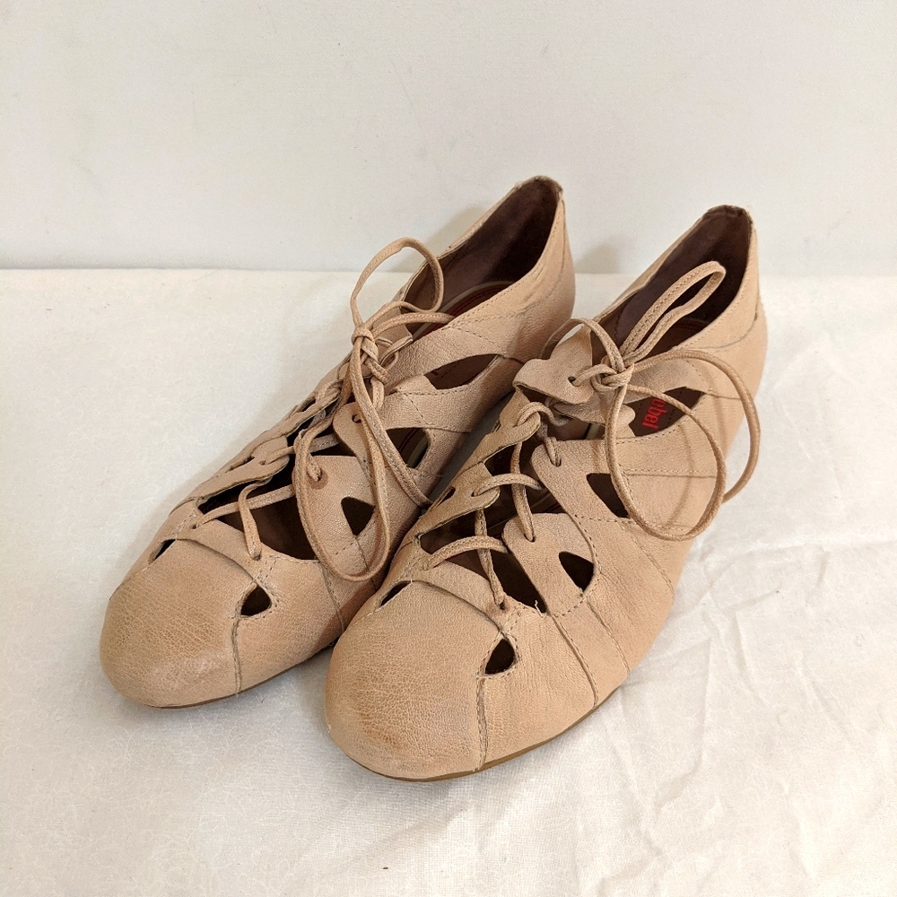 Vintage inspired lace up flats